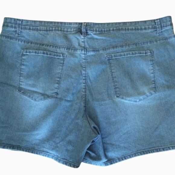 GV High Waisted Chevron Embroidered Sides Denim Jean Shorts Plussize 16 - Picture 13 of 15